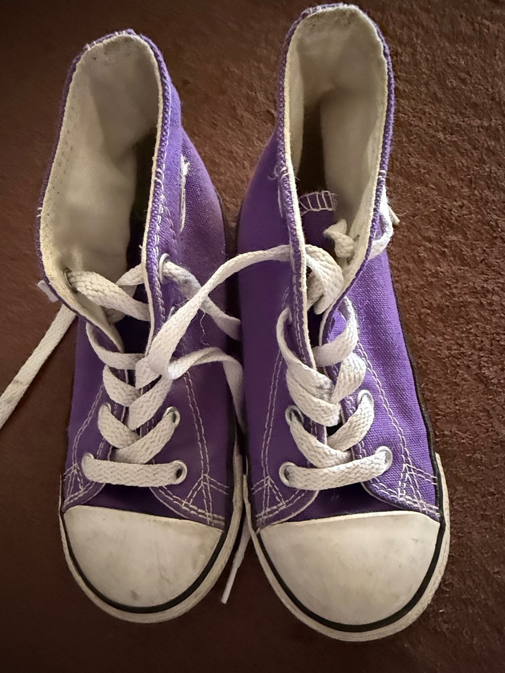 Kids Purple High-Top Canvas Sneakers - Classic Lace-Up